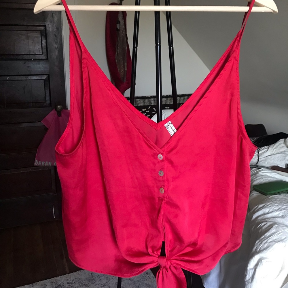 Free people silk tie shirt